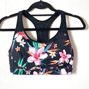 Old Navy Tropical Floral Mesh Sports Running Bra L